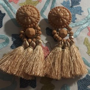 Nude tassel button earnings